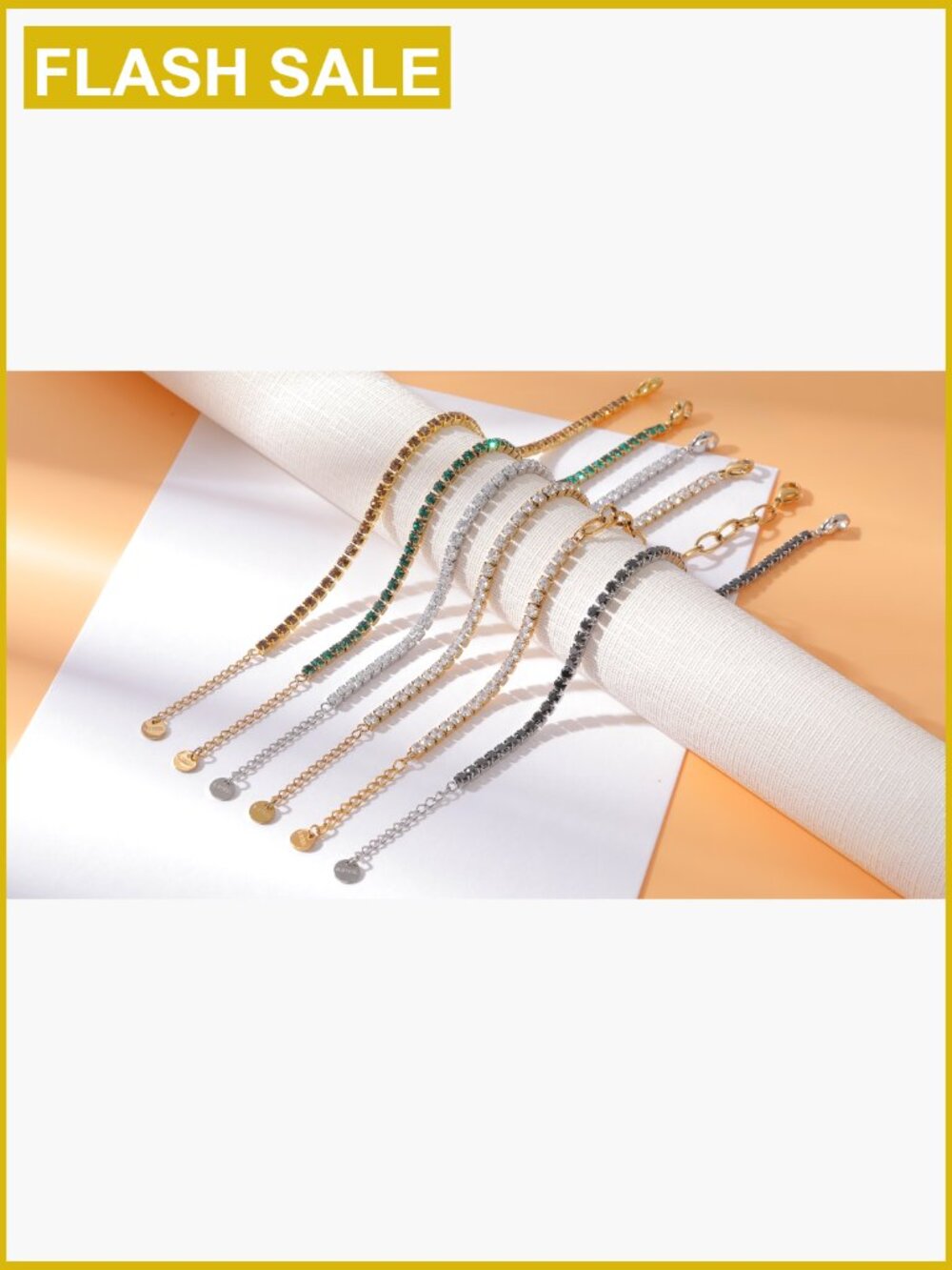18k Gold Plated Tennis Bracelet Non Tarnish CZ Diamond Crystal Adjustable - Picture 7 of 7